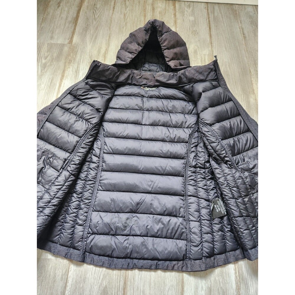 HeatKeep Down Puffer Jacket XL Gray Quilted Insulated Removable Hood Winter GUC - Picture 5 of 11